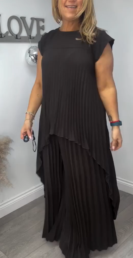 Sherry™ Midi Pleated Dress & Wide Leg Pant Set