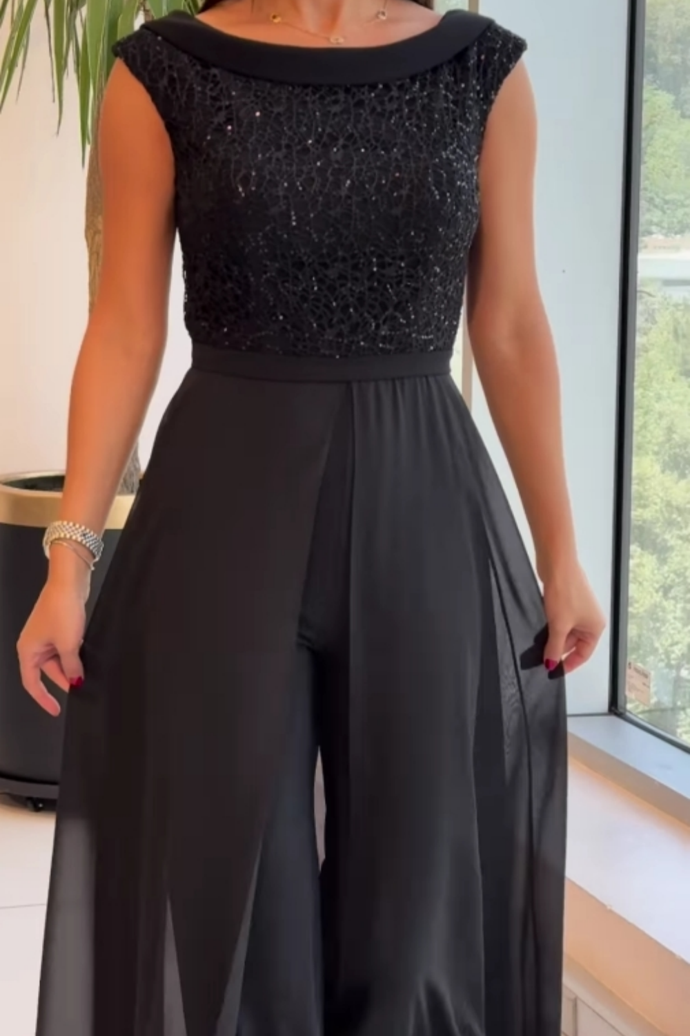 Fontella™ Elegant Textured Tulle Jumpsuit