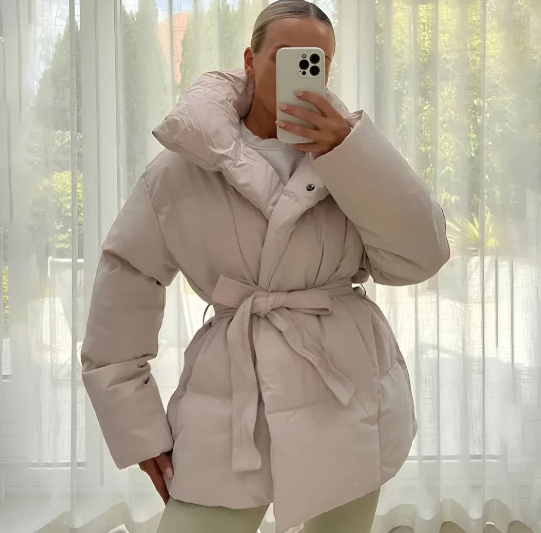 Keira | Zipper Puffer Jacket With Belt