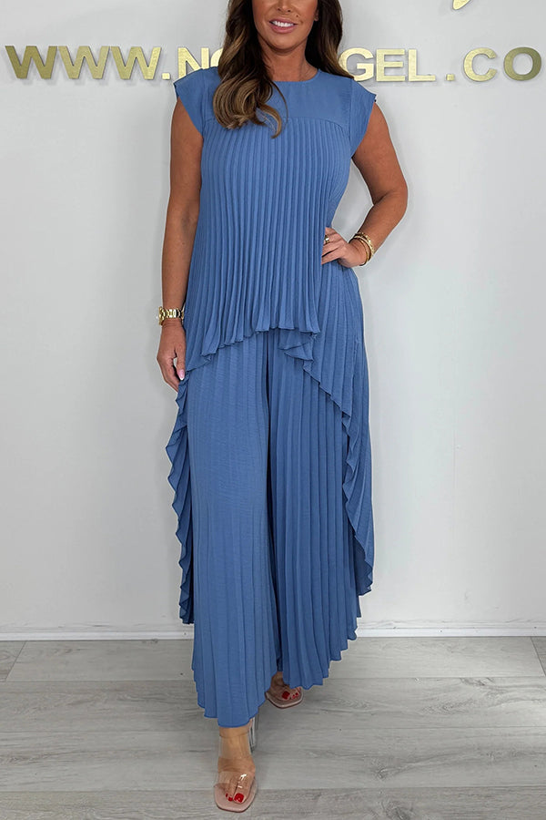 Sherry™ Midi Pleated Dress & Wide Leg Pant Set