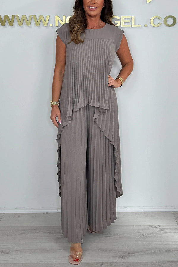 Sherry™ Midi Pleated Dress & Wide Leg Pant Set
