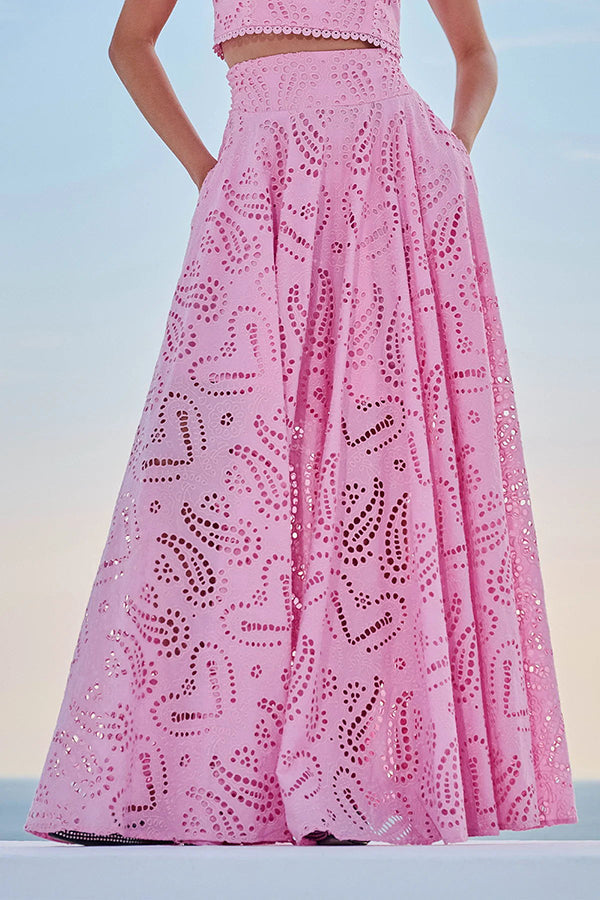 Larissa™ Set: Embroidered Top and High-Waisted Maxi Skirt