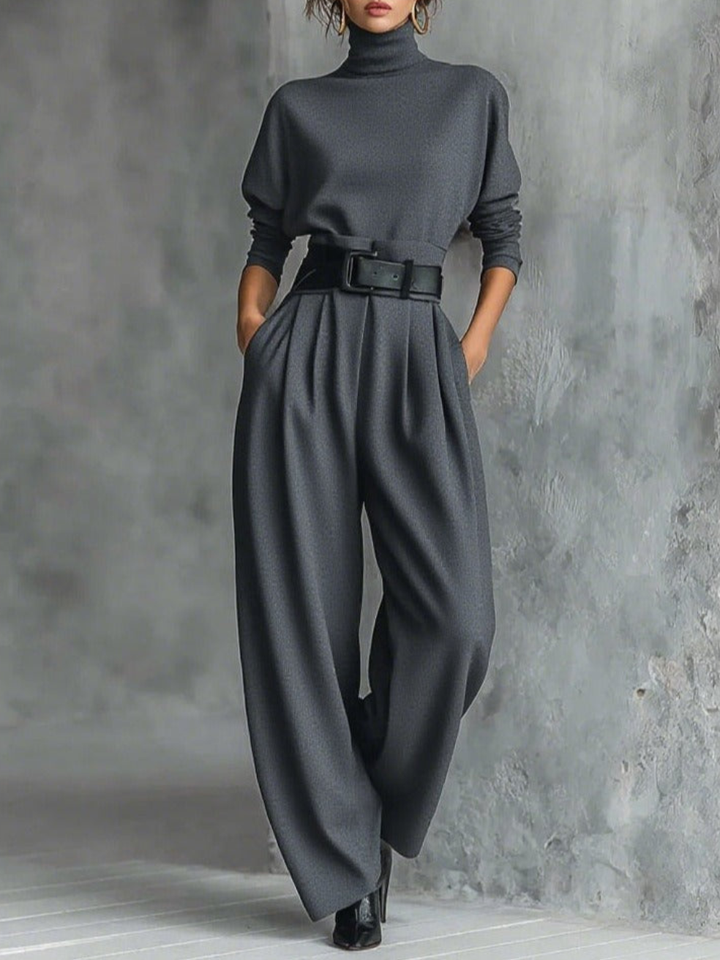Elegant Jessica™ Ensemble: Chic Top and Straight Trousers