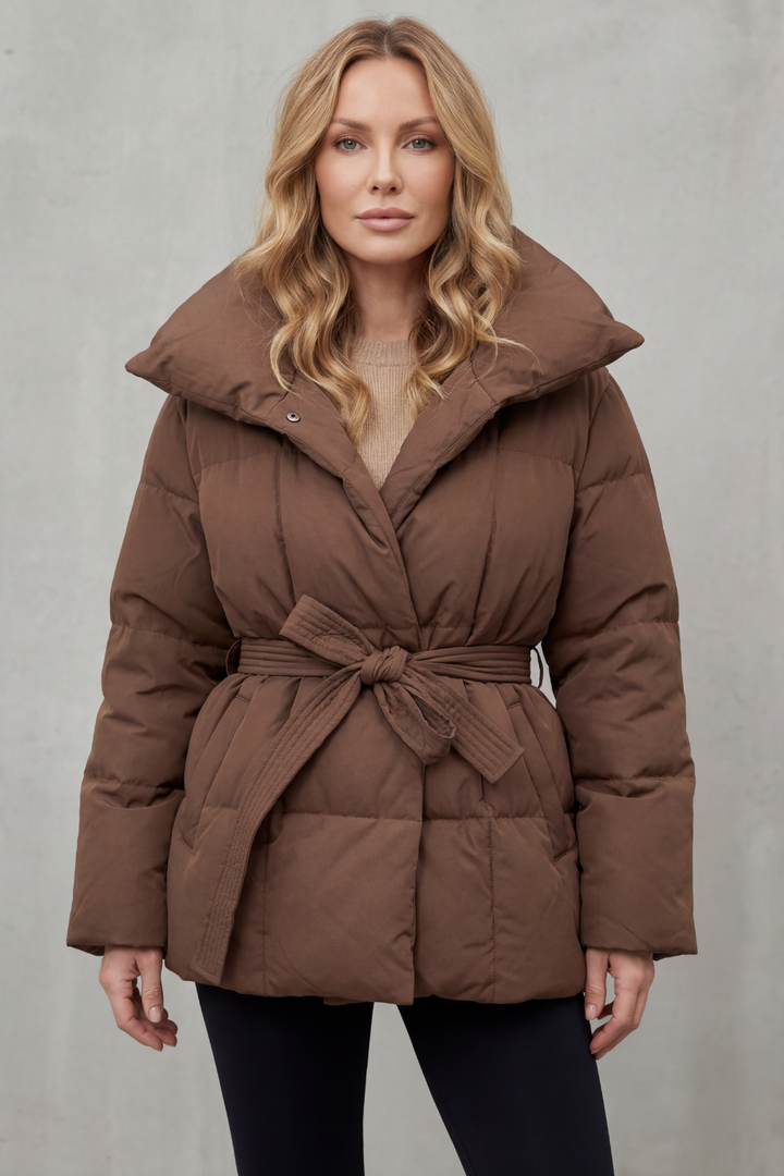 Valmira – Oversized collar – Belted puffer coat