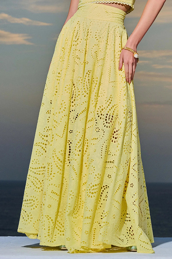 Larissa™ Set: Embroidered Top and High-Waisted Maxi Skirt