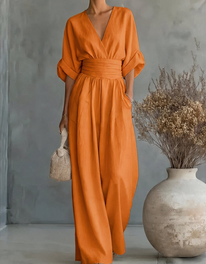 Daniela - Elegant jumpsuit with V-neck and wide leg