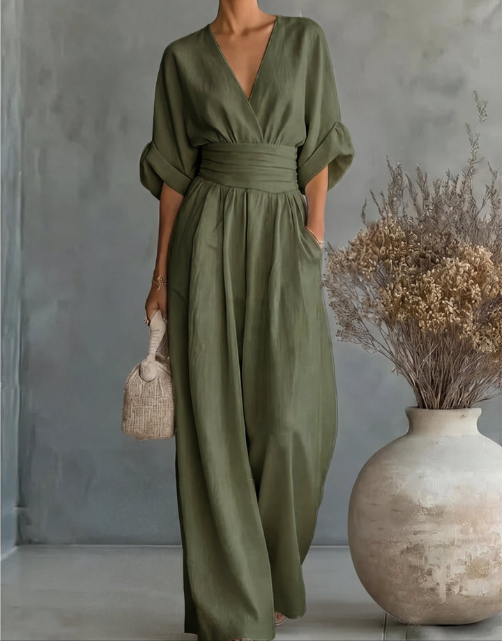 Daniela - Elegant jumpsuit with V-neck and wide leg