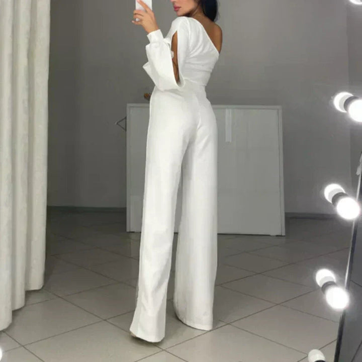 Ally™ One-Shoulder Flared Short Jumpsuit