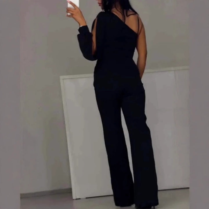 Ally™ One-Shoulder Flared Short Jumpsuit