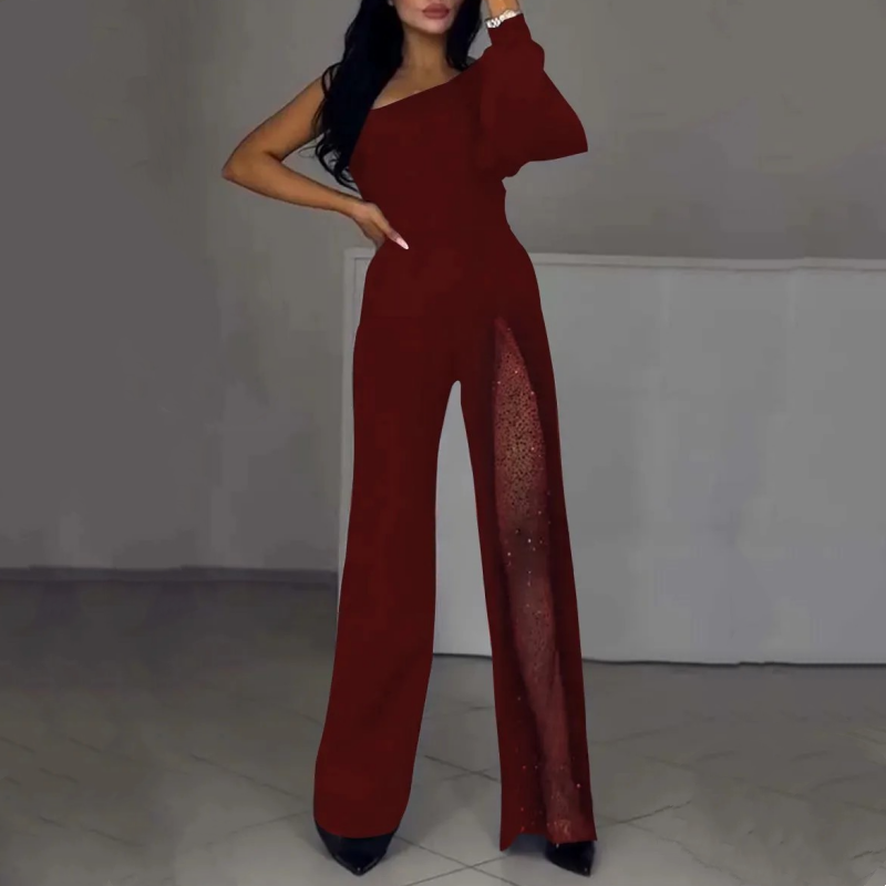 Ally™ One-Shoulder Flared Short Jumpsuit