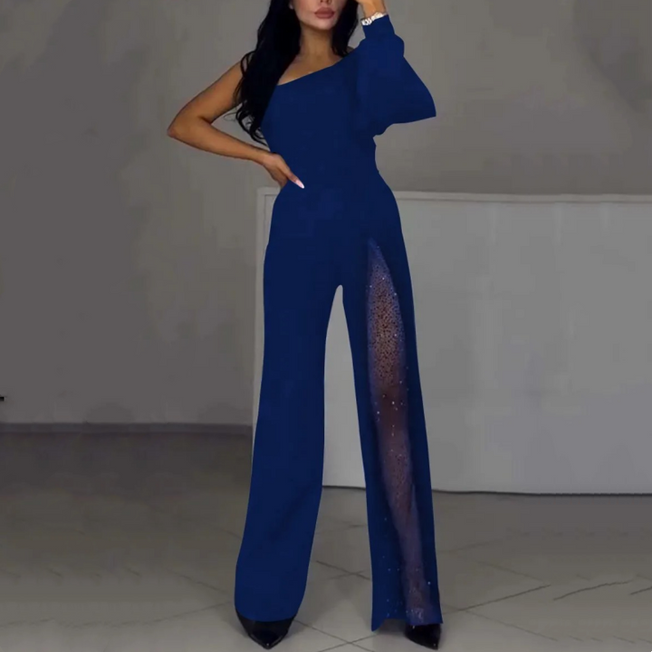 Ally™ One-Shoulder Flared Short Jumpsuit