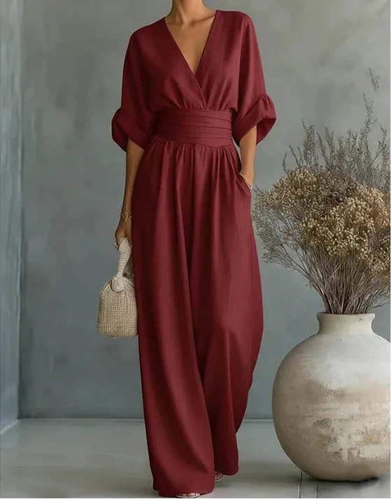 Daniela - Elegant jumpsuit with V-neck and wide leg
